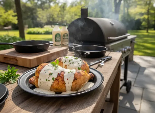 Grilled Half Chicken with Alabama White BBQ Sauce