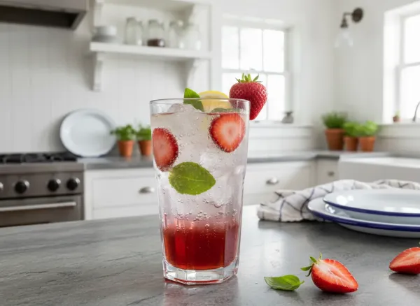 Sparkling Strawberry Basil Lemonade