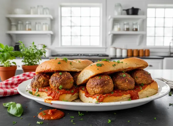 Low-Sodium Turkey Meatball Subs with Fresh Herb Marinara — Alternate view