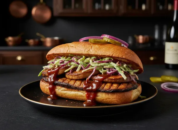 Smoky Mushroom 'Rib' Sandwich