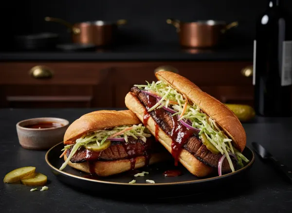 Smoky Mushroom 'Rib' Sandwich — Alternate view