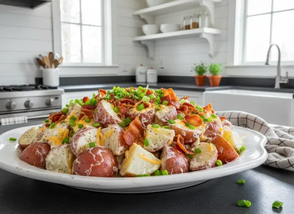 Loaded Red Potato Salad with Bacon and Chives