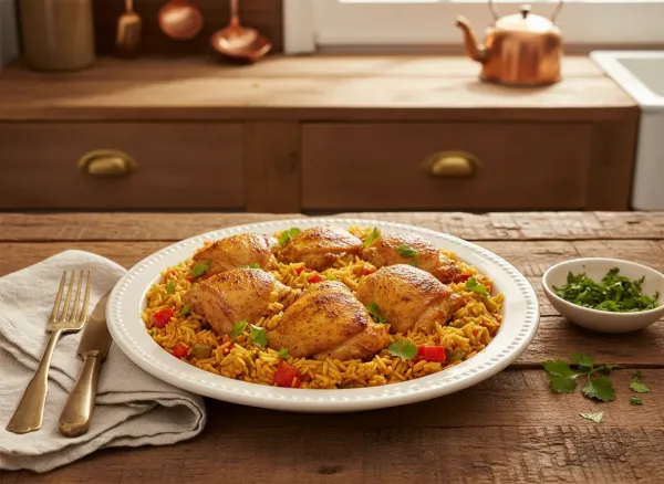 Arroz con Pollo — Overhead view
