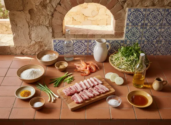 Authentic Vietnamese Banh Xeo (Sizzling Crepes) — Ingredients view