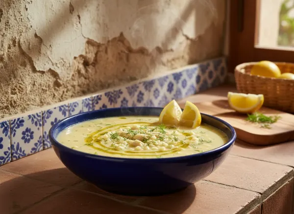 Classic Greek Avgolemono Soup — Alternate view