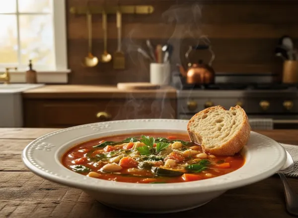 Hearty Classic Minestrone Soup — Alternate view