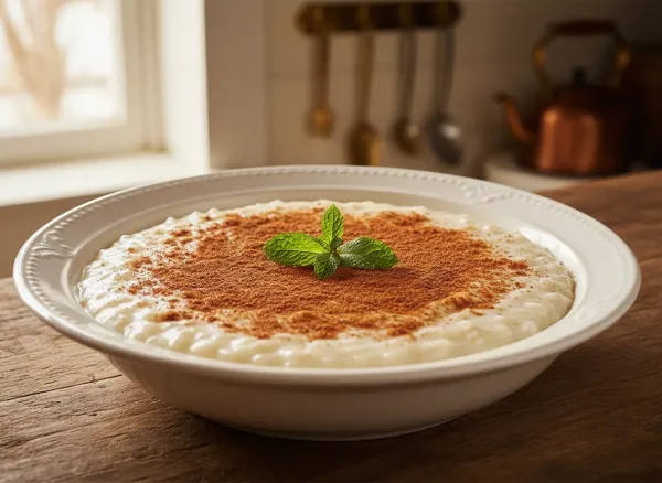 Traditional Greek Ryzogalo (Rice Pudding)