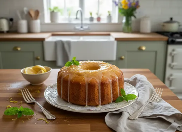 Old-Fashioned Sour Cream Pound Cake — Overhead view