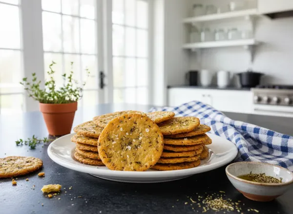 Crispy Herb Sourdough Discard Crackers