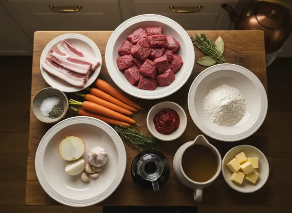 Classic French Beef Bourguignon — Ingredients view