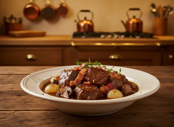 Classic French Beef Bourguignon — Alternate view