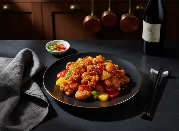 Classic Sweet and Sour Pork — Overhead view