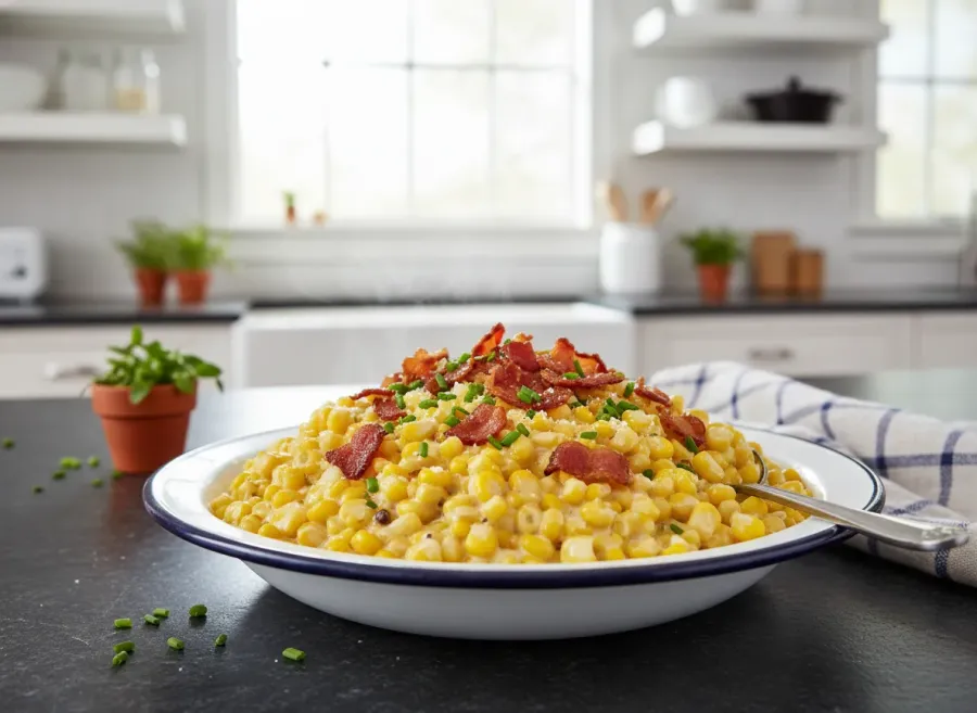 Steakhouse Creamed Corn with Bacon and Chives