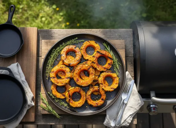 Maple-Ginger Grilled Squash Rings — Overhead view