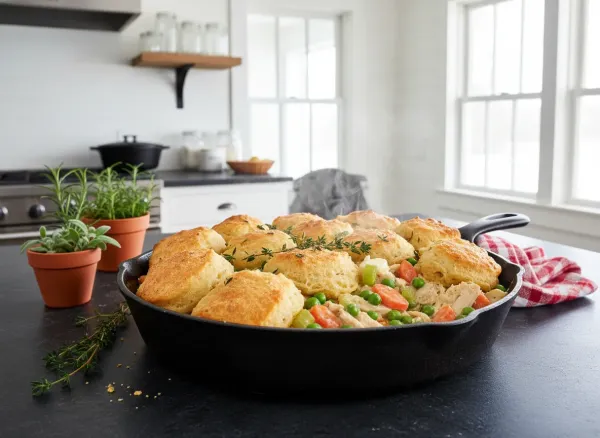 Skillet Chicken Pot Pie with Drop Biscuits
